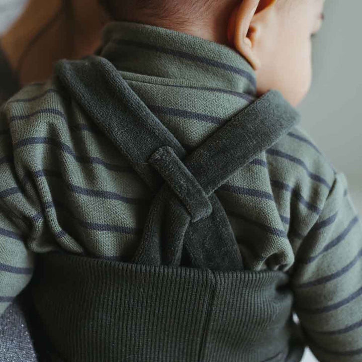Organic Mock Neck Top - Forest Stripe