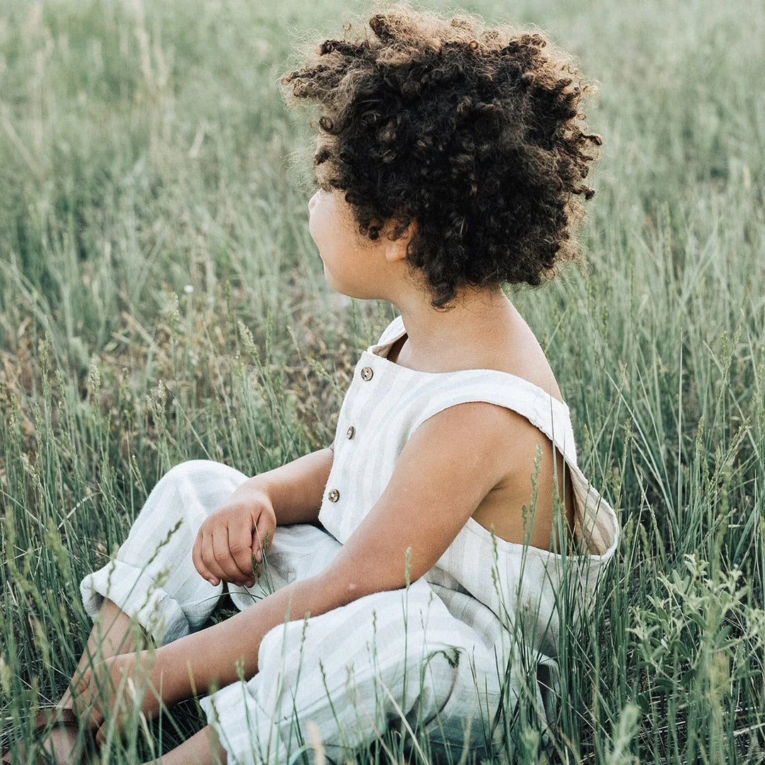Organic Jumpsuit - Linen Stripe