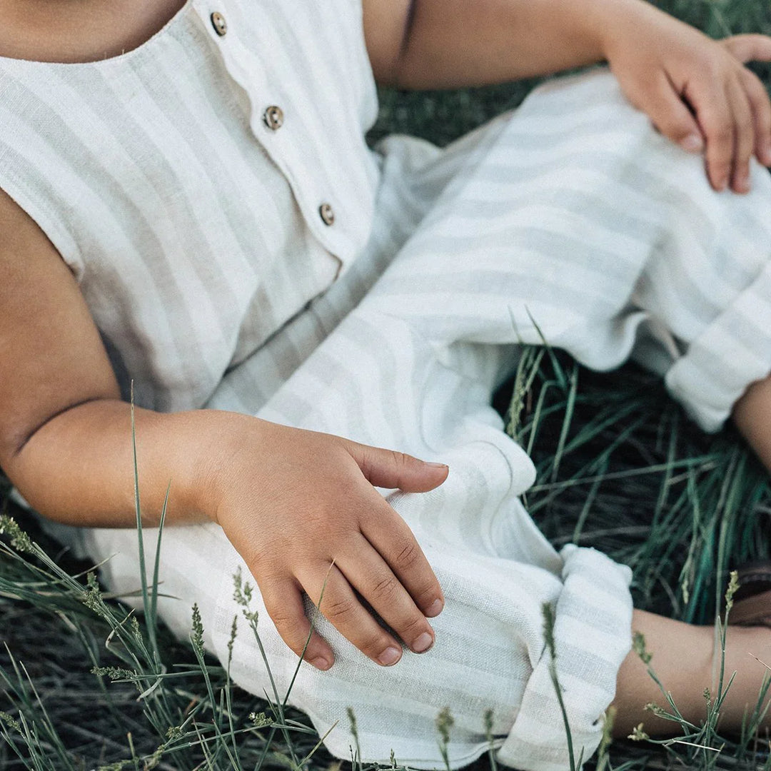 Organic Jumpsuit - Linen Stripe