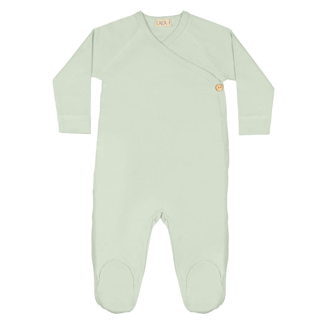 Kimono Footie with Button - Pistachio