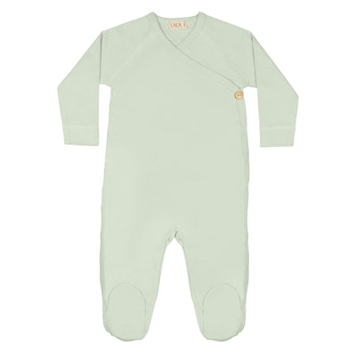 Kimono Footie with Button - Pistachio
