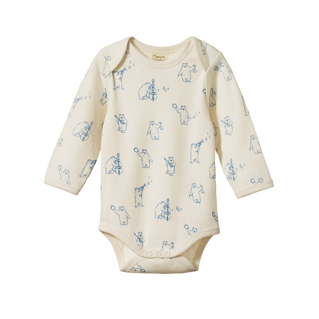 Long Sleeve Bodysuit - Bluegrass Bears Print