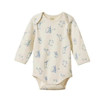 Long Sleeve Bodysuit - Bluegrass Bears Print