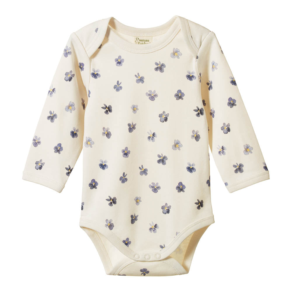 Long Sleeve Bodysuit - Pressed Pansy Print