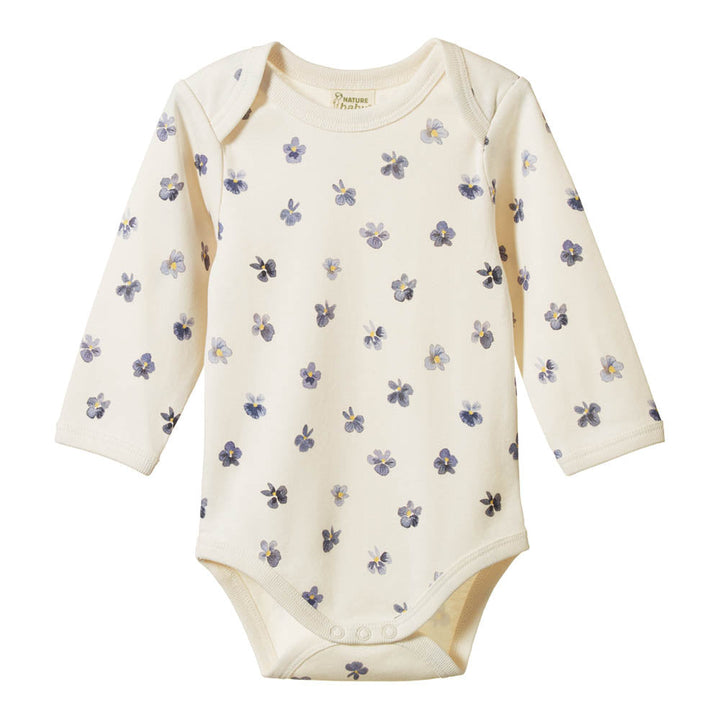 Long Sleeve Bodysuit - Pressed Pansy Print