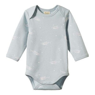 Long Sleeve Bodysuit - Spotted Whale Shark Print