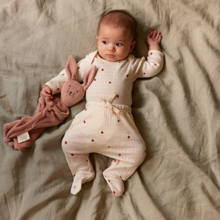 Long Sleeve Pointelle Bodysuit & Pointelle Footed Romper - Strawberry Field Print