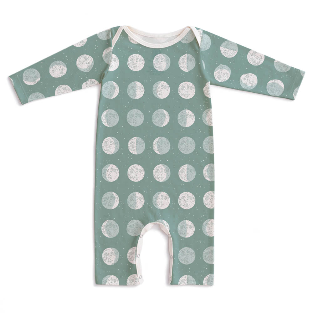 Long-Sleeve Romper - Moons Pale Blue