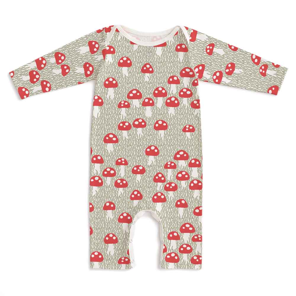 Long-Sleeve Romper - Mushrooms Sage