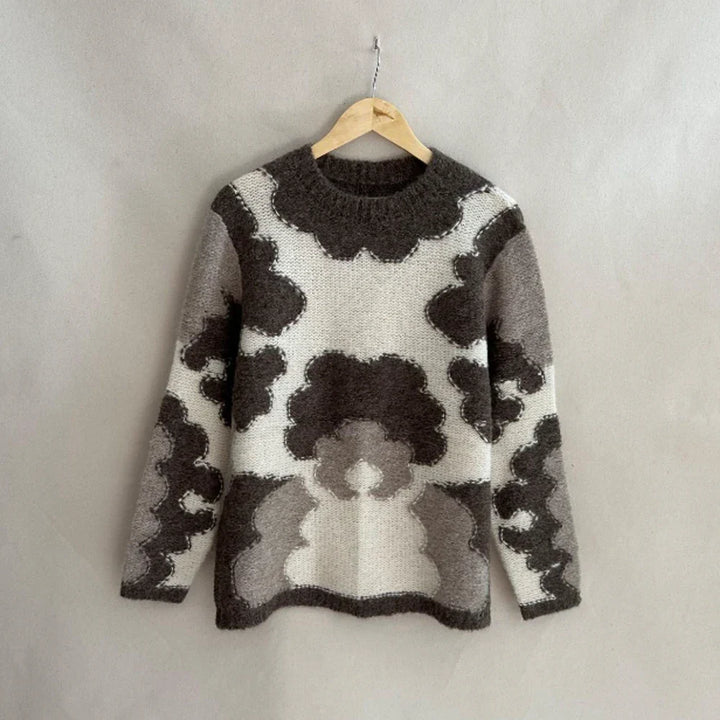 Mid Century Motif Intarsia Jumper - Sand