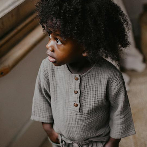The Muslin Henley - Lead Gray