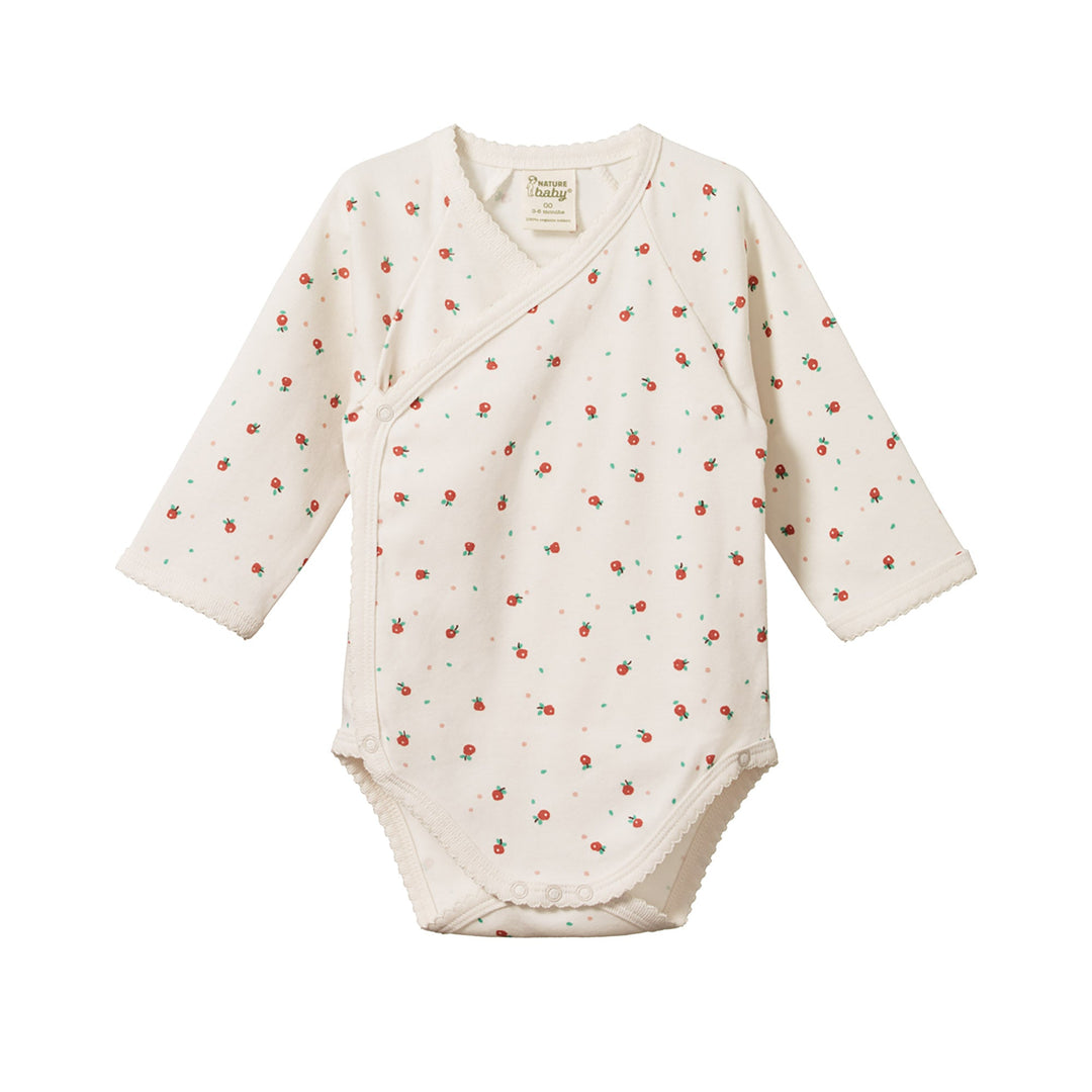 Long Sleeve Kimono Bodysuit - Posey Blossom Natural Print