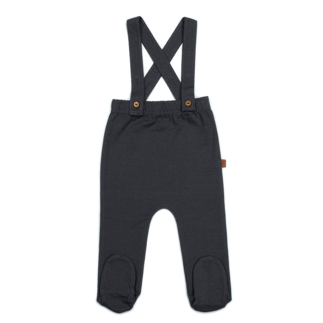 Organic Footed Suspender Pants - Storm