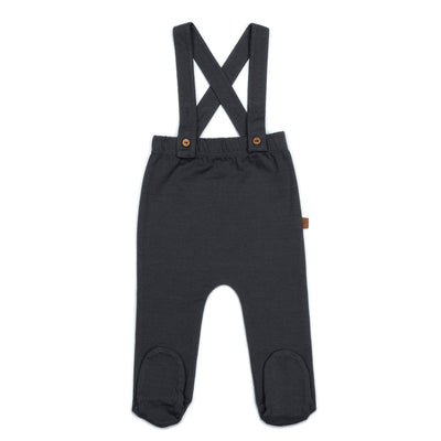 Organic Footed Suspender Pants - Storm