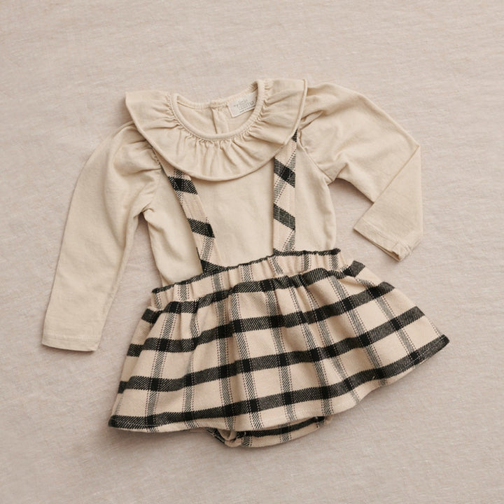 Organic Girls T-Shirt Frill Collar - Stone