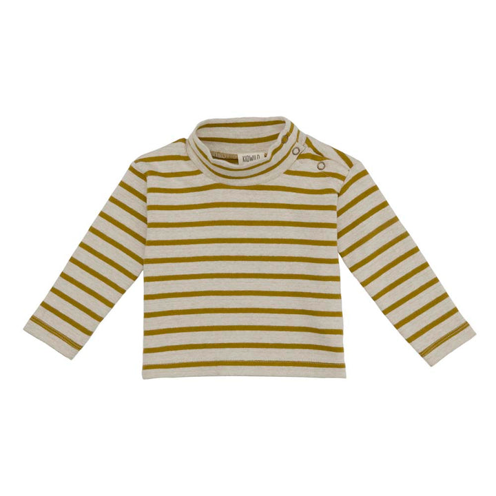 Organic Mock Neck Top - Bronze Stripe
