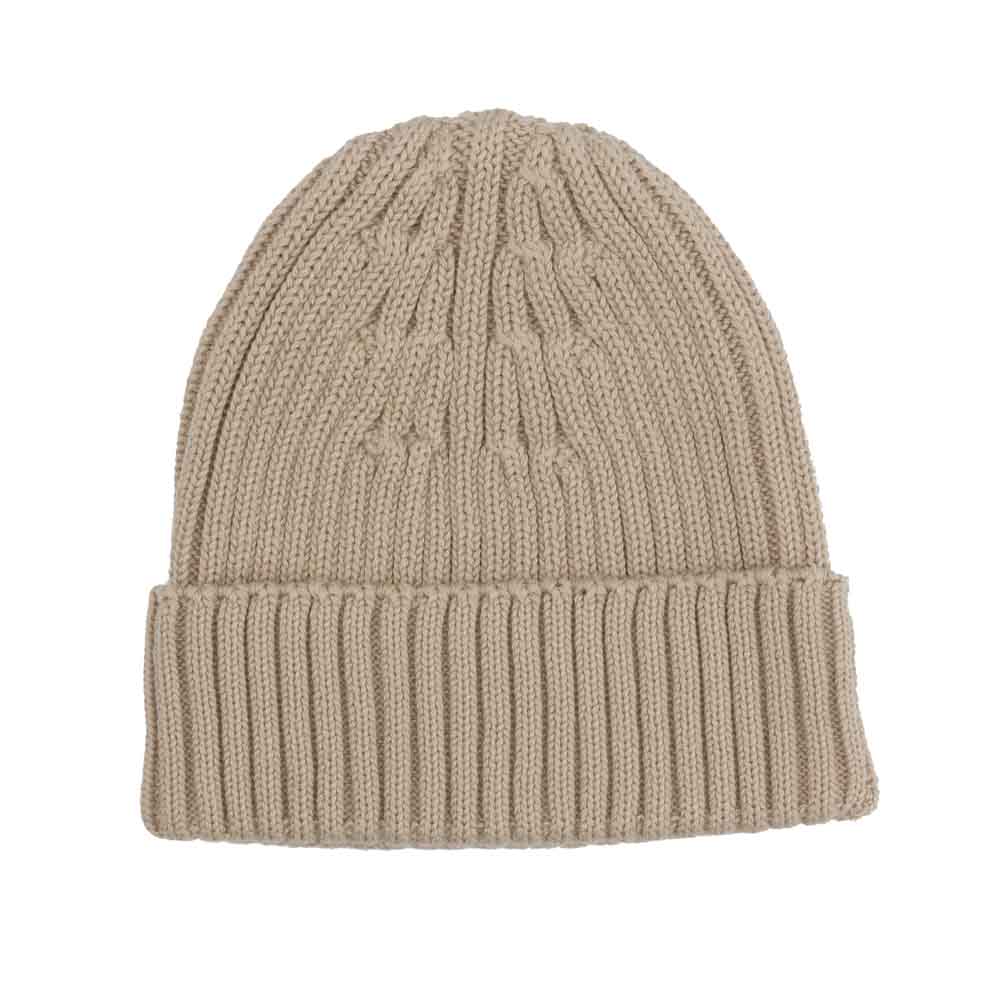 Organic Rib Knit Beanie - Almond