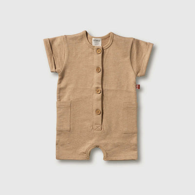 Organic Short Sleeve Romper -  Almond Melange