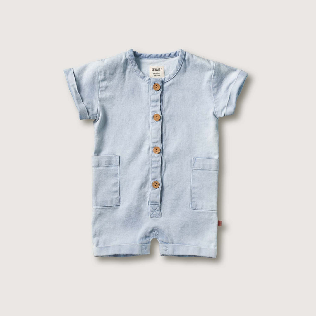 Organic Short Sleeve Romper -  Denim