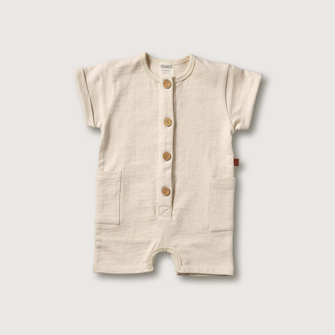 Organic Short Sleeve Romper -  Oatmeal Melange