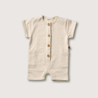 Organic Short Sleeve Romper -  Oatmeal Melange
