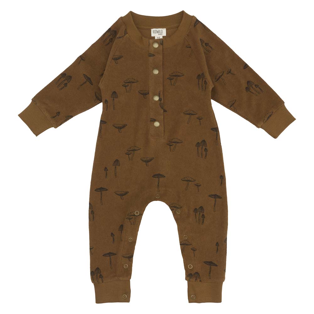 Organic Terry Playsuit - AOP Mushroom