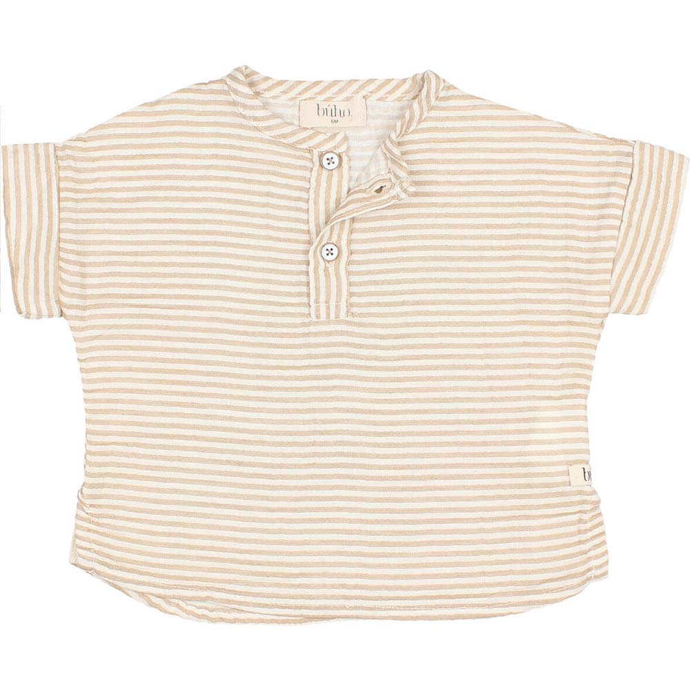 Cuff Sleeve Shirt and Bloomer Set - Sand Stripes
