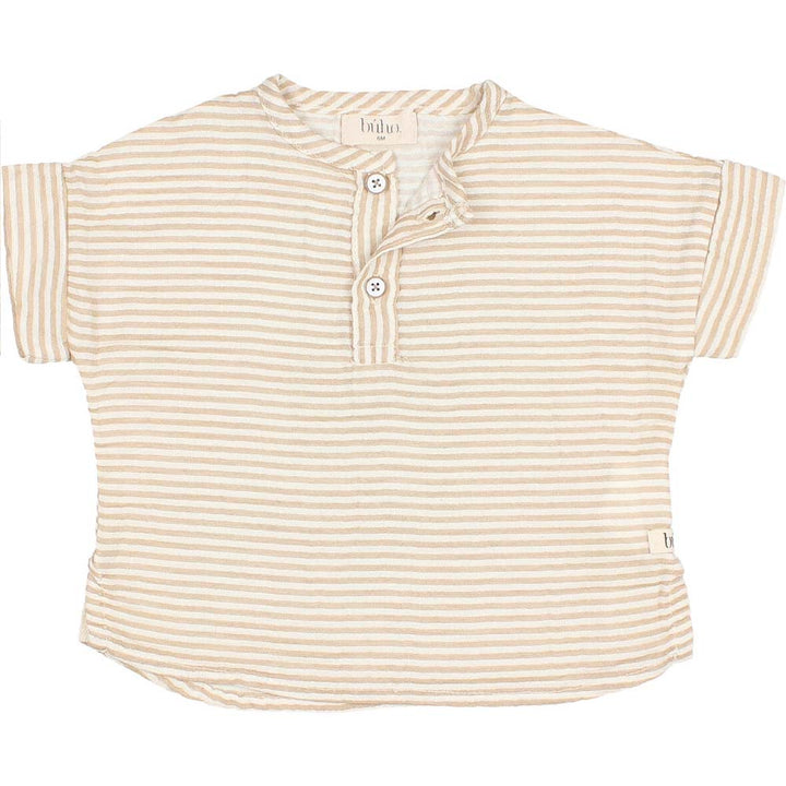 Cuff Sleeve Shirt and Bloomer Set - Sand Stripes