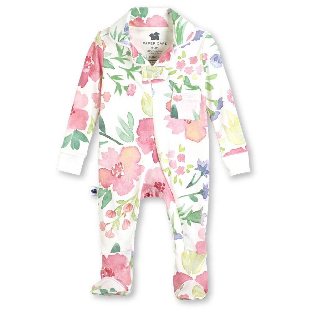 Classic Pajama Footie - Watercolor Floral