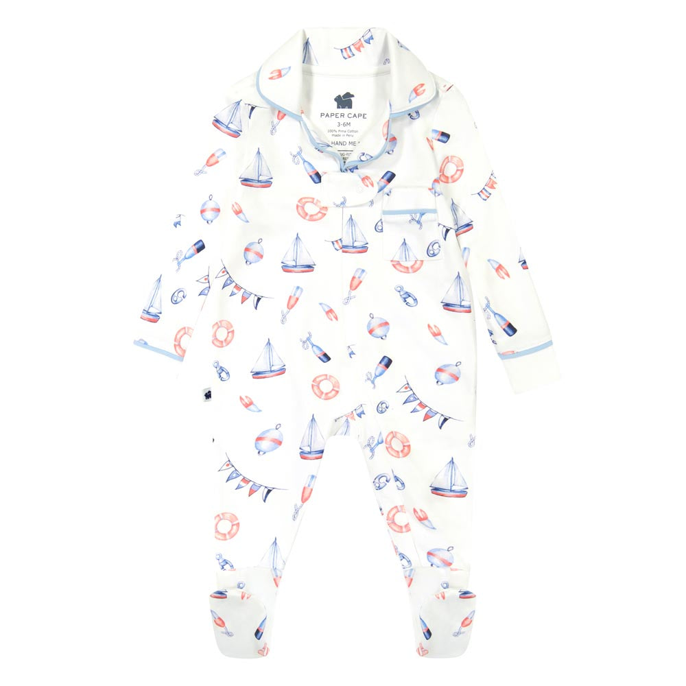 Classic Pajamas Footie - Nautical Print