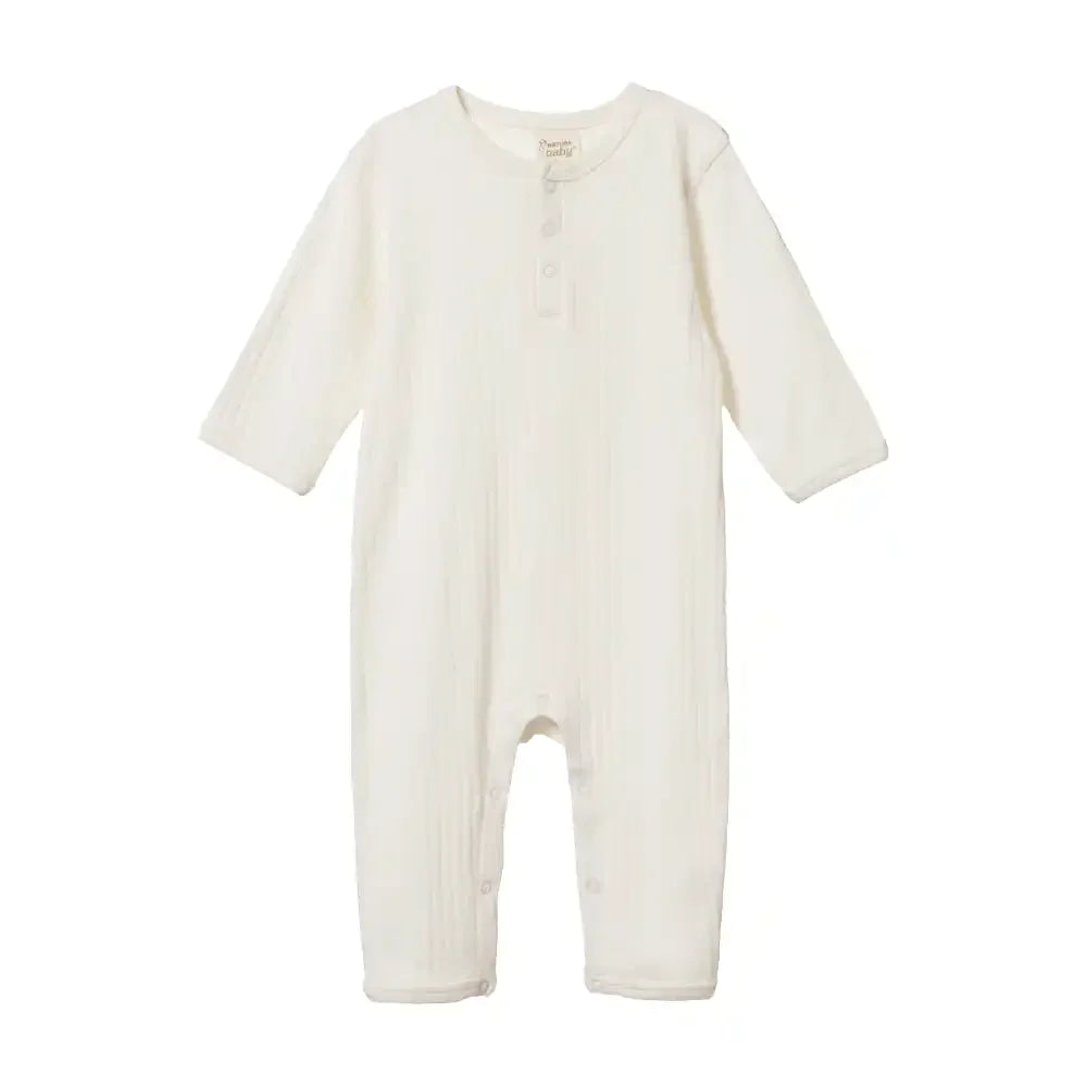 Pointelle Henley Pajama Suit - Natural