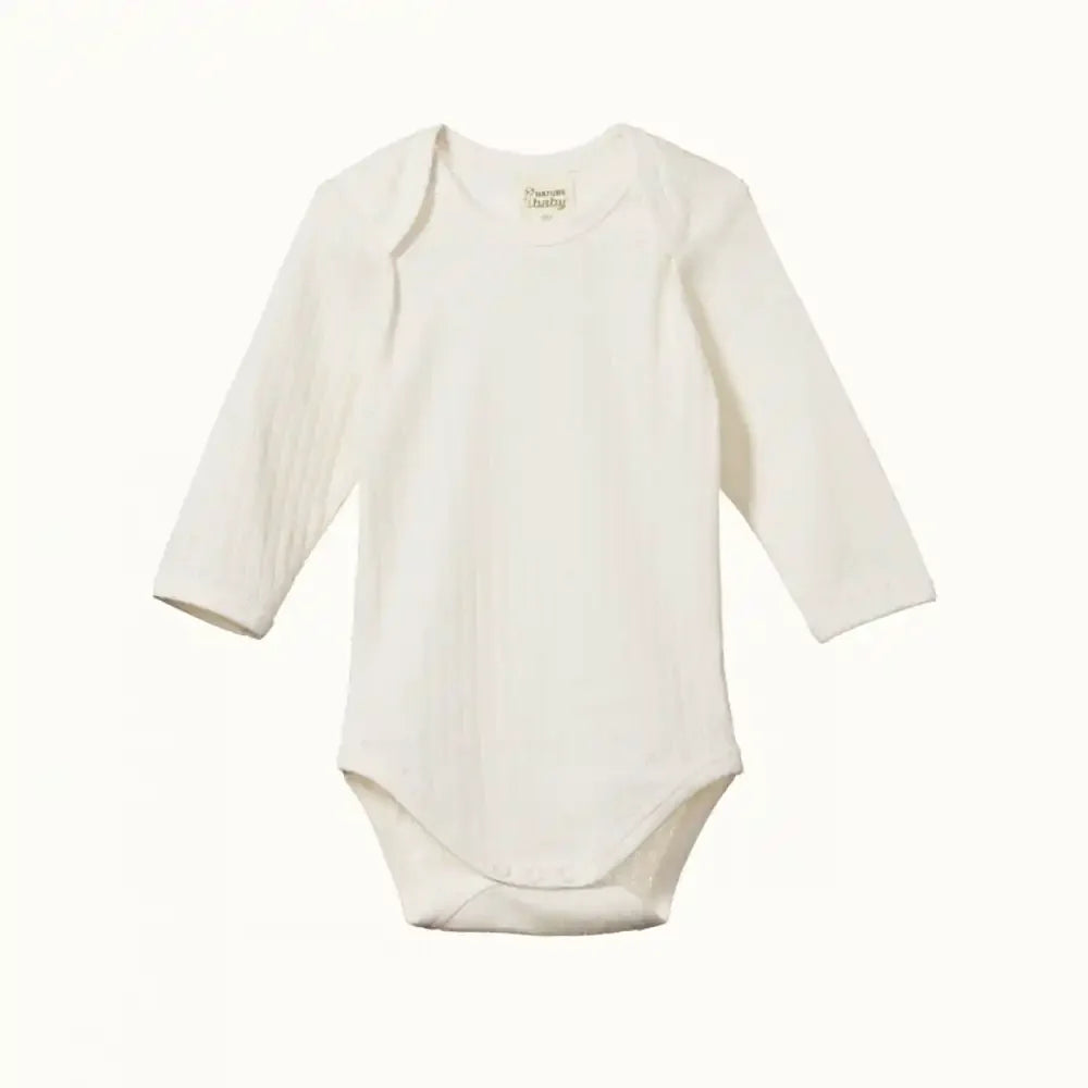 Pointelle Long Sleeve Bodysuit - Natural