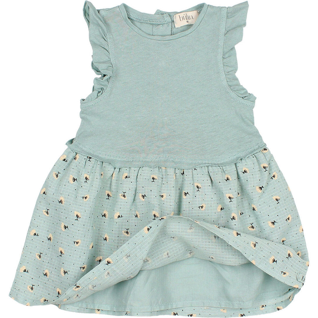 Flutter Sleeve Embroidery Skirt Combination Dress - Cactus