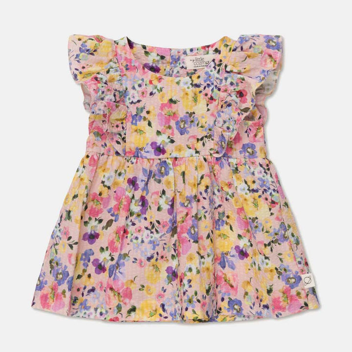 Seersucker Floral Baby Dress & Baby Bloomers
