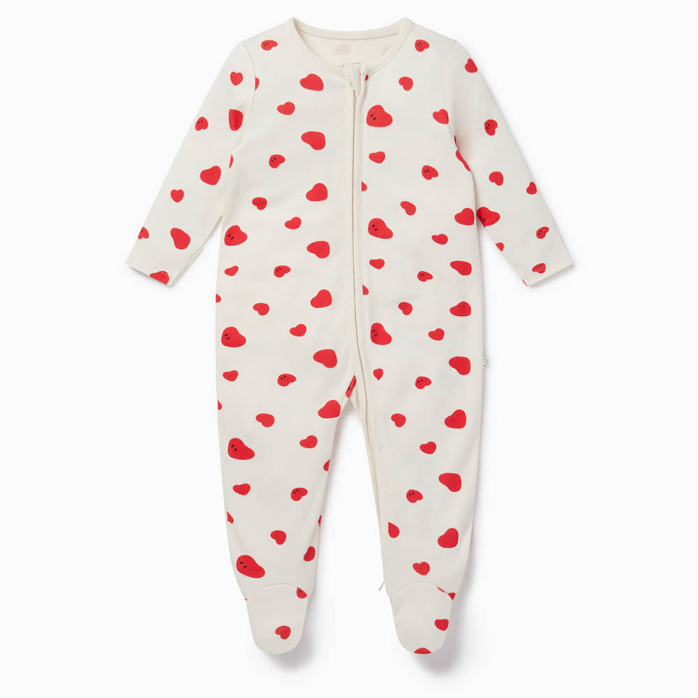 Hearts Clever Zip Sleepsuit