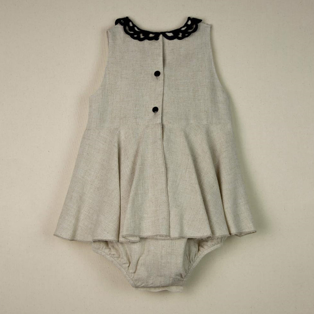 Romper Suit With Guipure Neckline - Beige