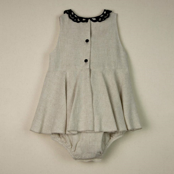 Romper Suit With Guipure Neckline - Beige