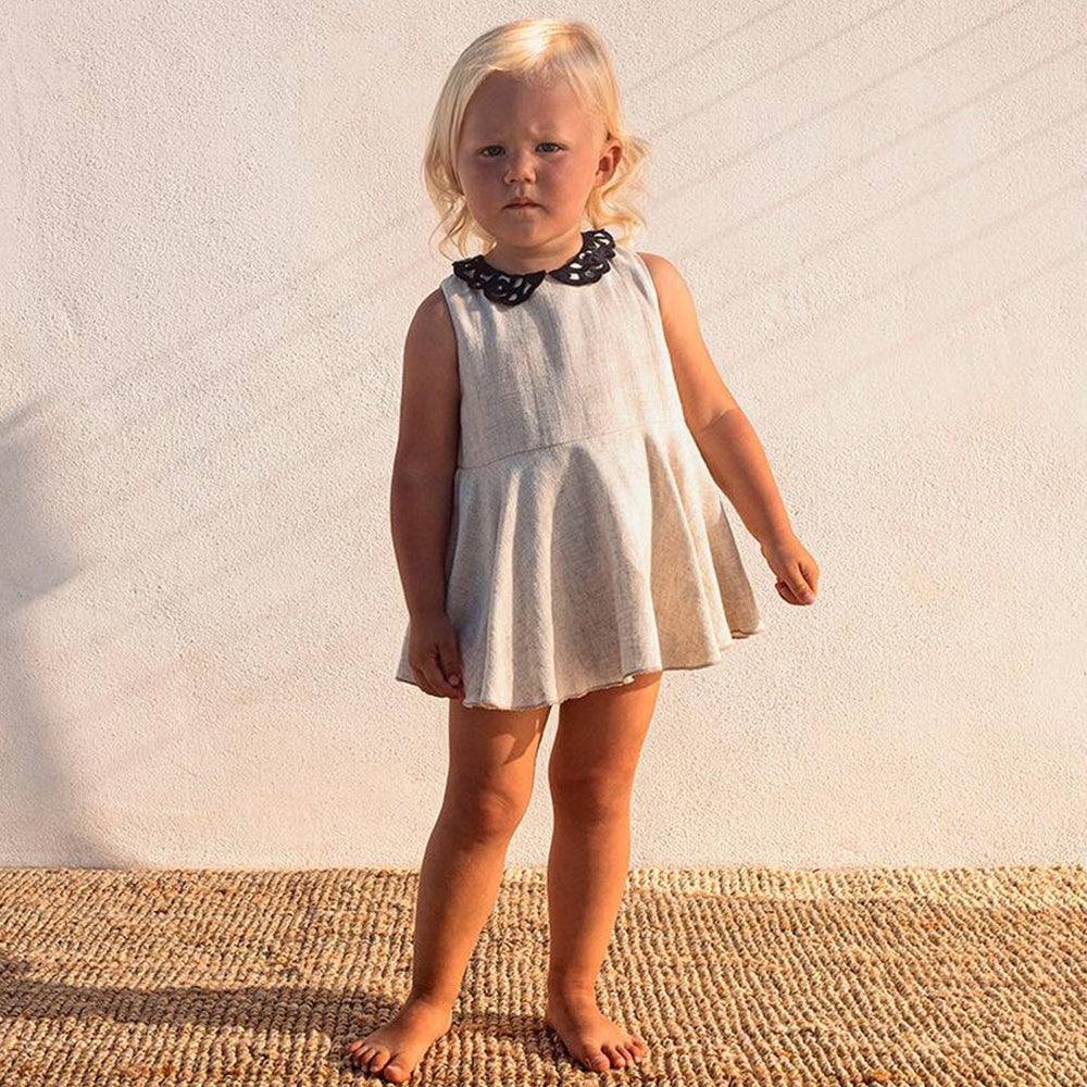 Romper Suit With Guipure Neckline - Beige