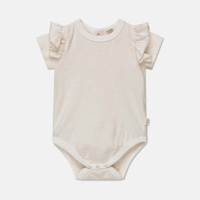 Slub Ruffle Baby Bodysuit - Ivory