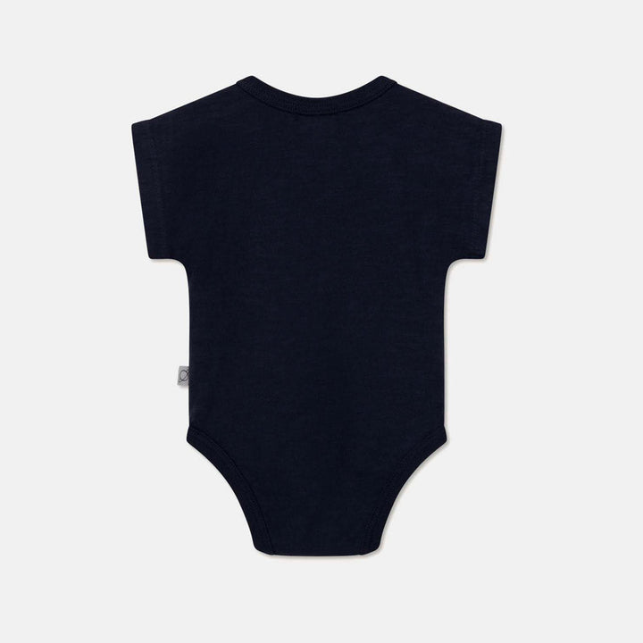 Slub Short Sleeves Baby Bodysuit - Dark Blue