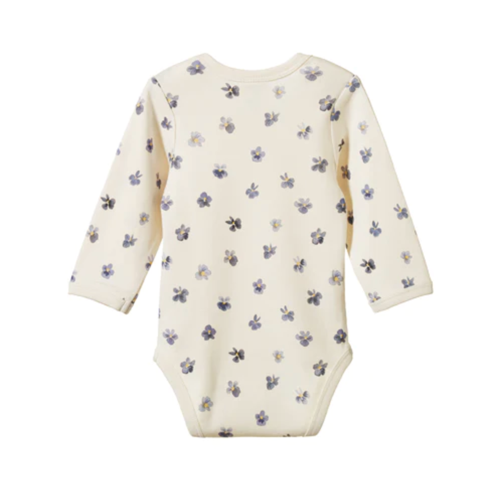 Long Sleeve Bodysuit - Pressed Pansy Print