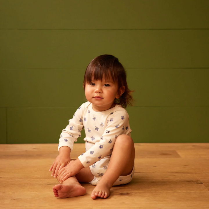 Long Sleeve Bodysuit - Pressed Pansy Print