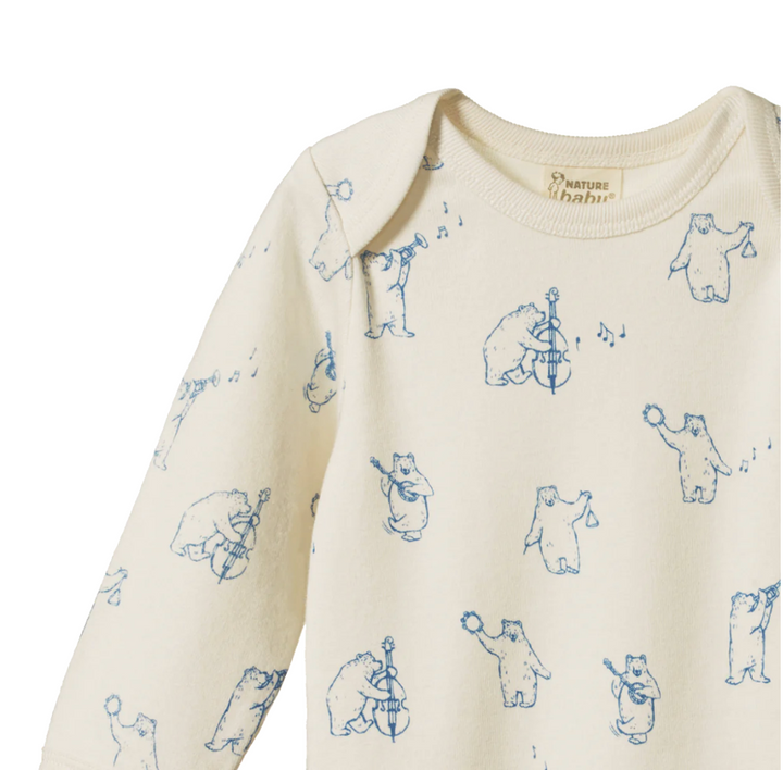 Long Sleeve Bodysuit - Bluegrass Bears Print
