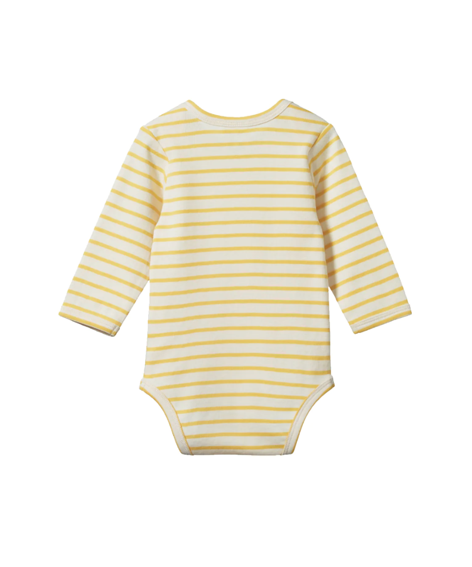Cotton Long Sleeve Bodysuit - Sunshine Sailor Stripe