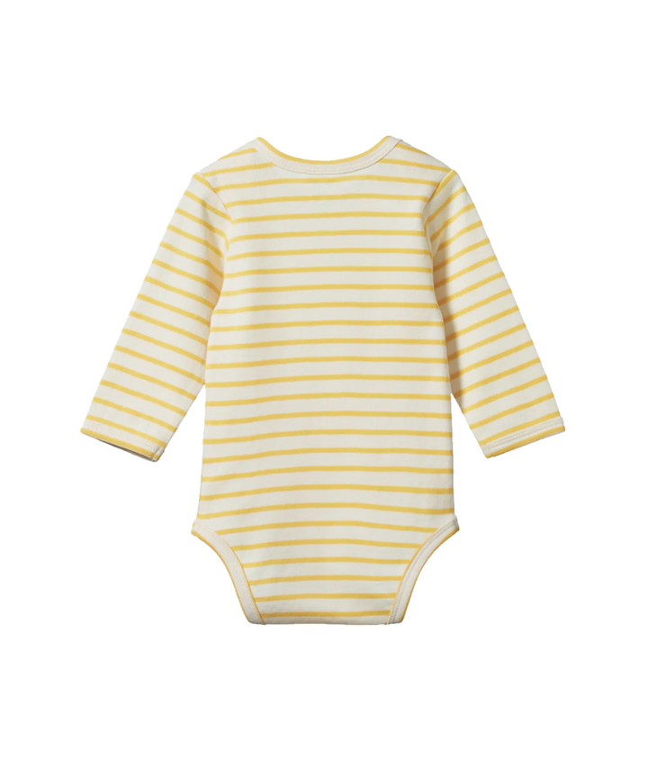 Cotton Long Sleeve Bodysuit - Sunshine Sailor Stripe