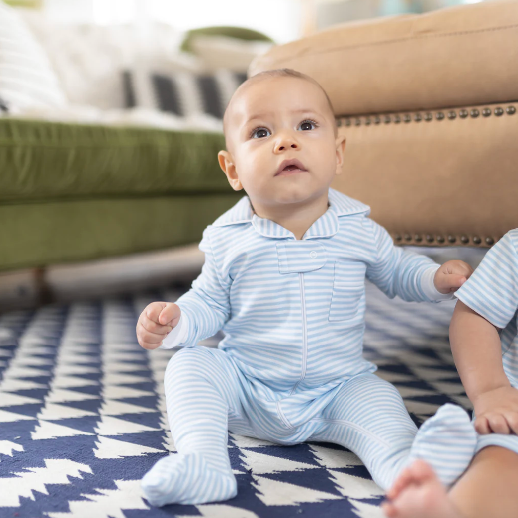 Classic Pajama Footie - Blue Stripe
