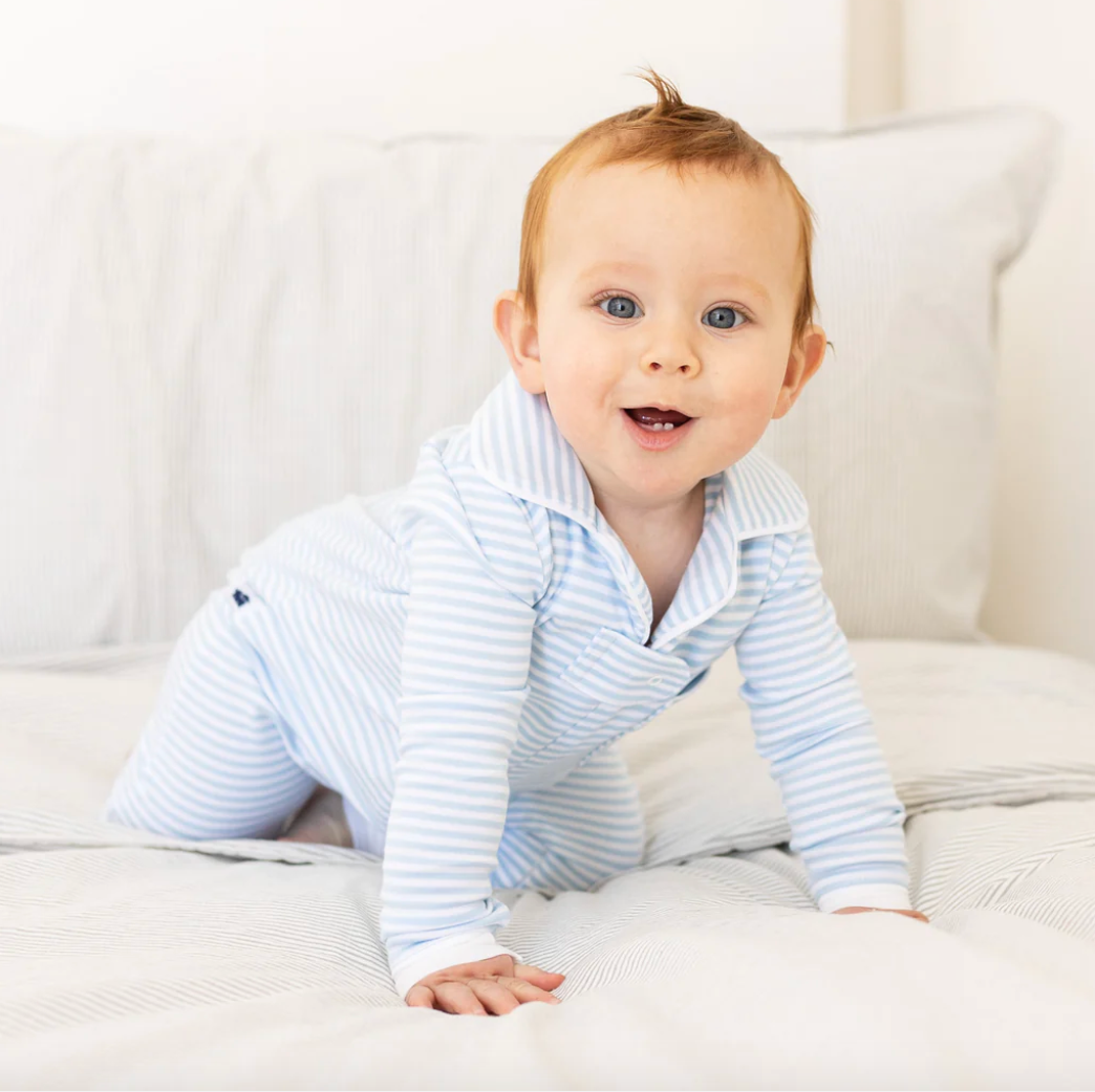 Classic Pajama Footie - Blue Stripe