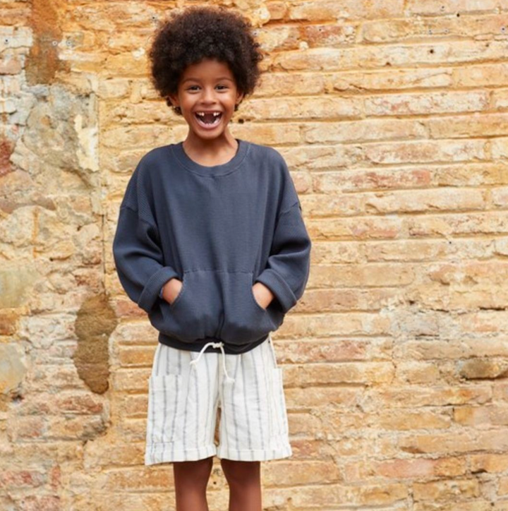 Linen & Cotton Bermuda Shorts - Light Grey