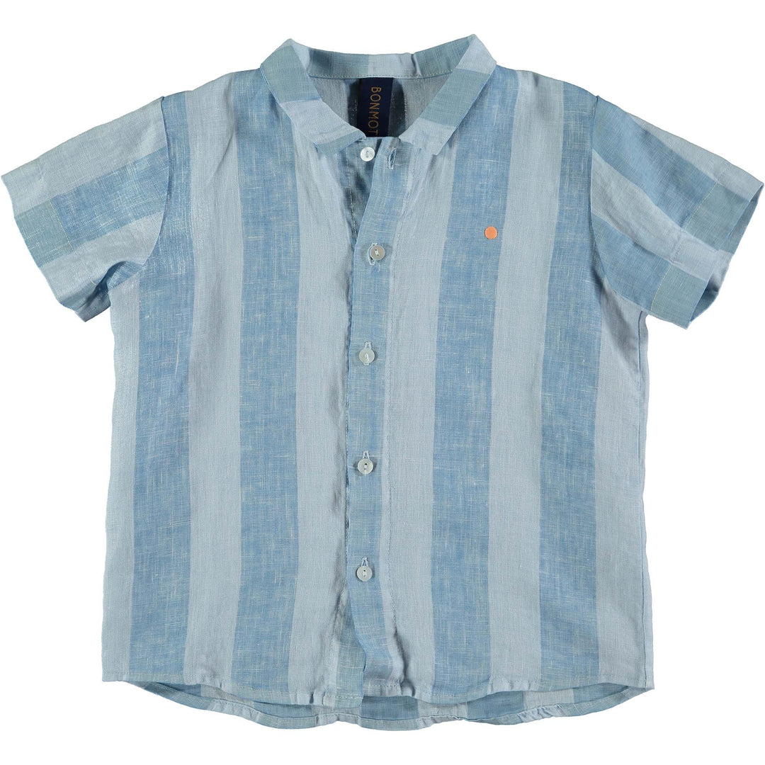 Shirt Linen Wide Striped - Light Blue
