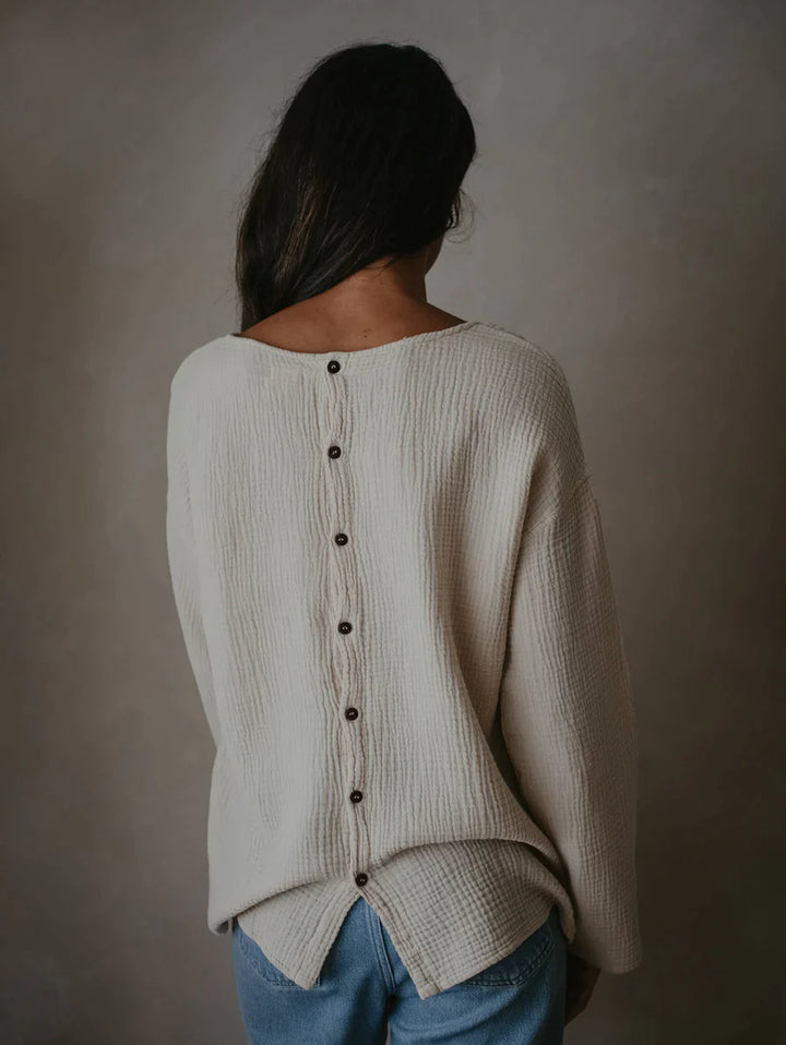 The Button Back Top Women's - Ecru